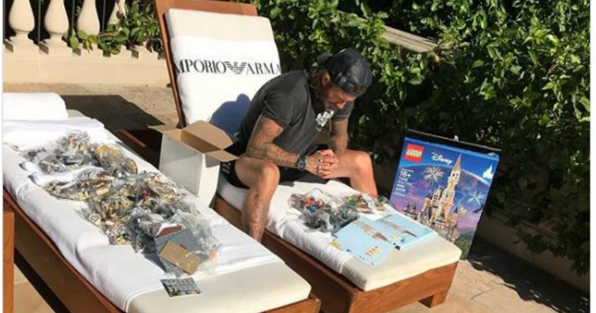 David Beckham with Disney Castle