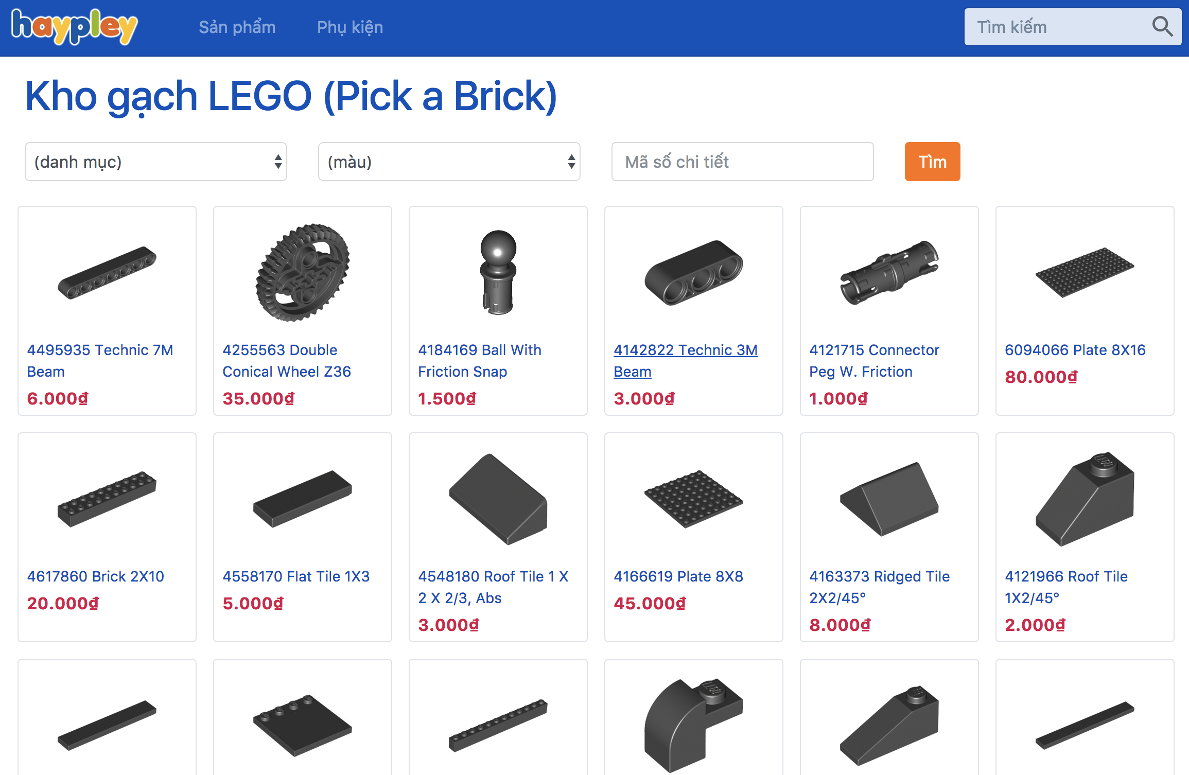 kho gạch LEGO bán lẻ Pick a Brick